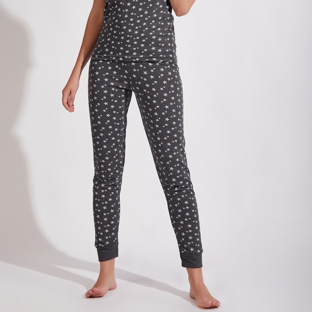Crew Neck Soft Gray White Fit Pj Set Sz - Picture 3 of 7